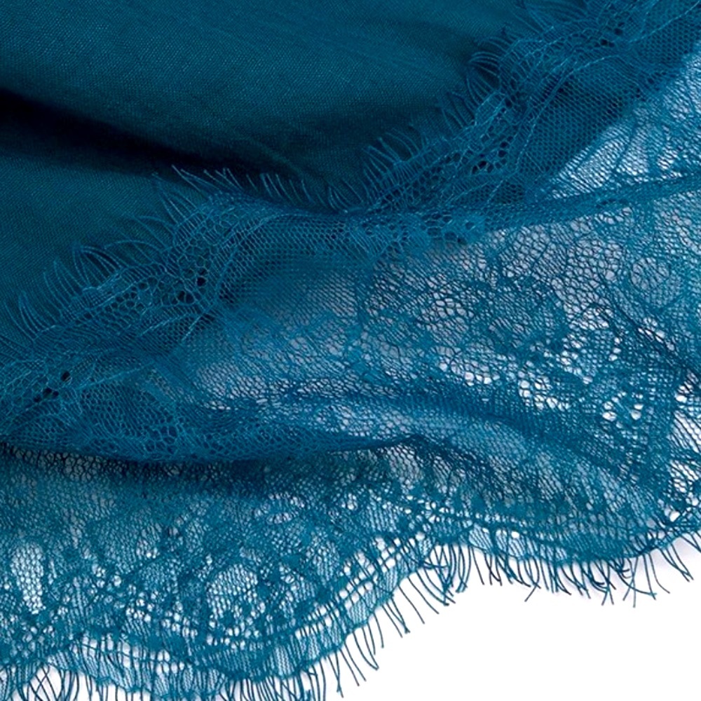 NWOT DARK GREEN LACE COTTON SCARF - Picture 2 of 2